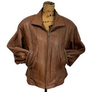 Vintage 90s Adventure Bound Wilsons Brown Leather Zip Bomber Jacket Women’s M/L